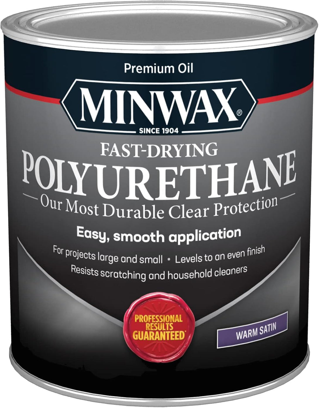 Minwax Fast Drying Polyurethane Protective Wood Finish, Warm Satin, 1 Quart