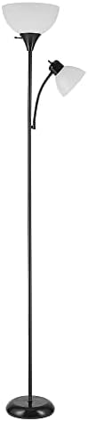 Globe Electric 67135 72" Floor Lamp with Adjustable Reading Light, Bright, Easy-to-Assemble Torchiere for Bedroom, Living Room & Office -