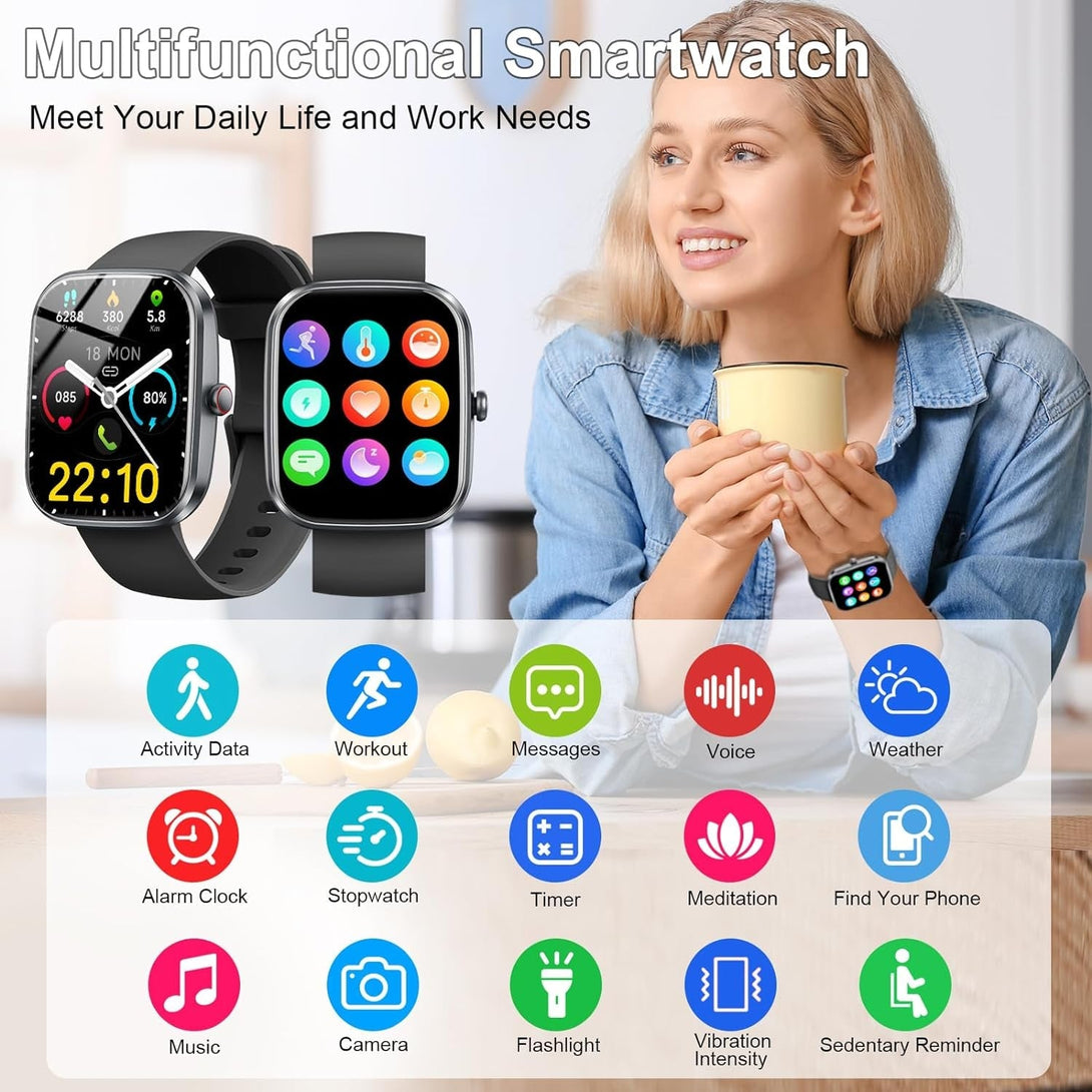 Smart Watch, 1.91" Smartwatch for Men Women (Answer/Make Call), Fitness Tracker with 120+ Sport Modes, IP68 Waterproof, Heart Rate/Spo2/Sleep Monitor, Pedometer, Activity Tracker for Android Ios