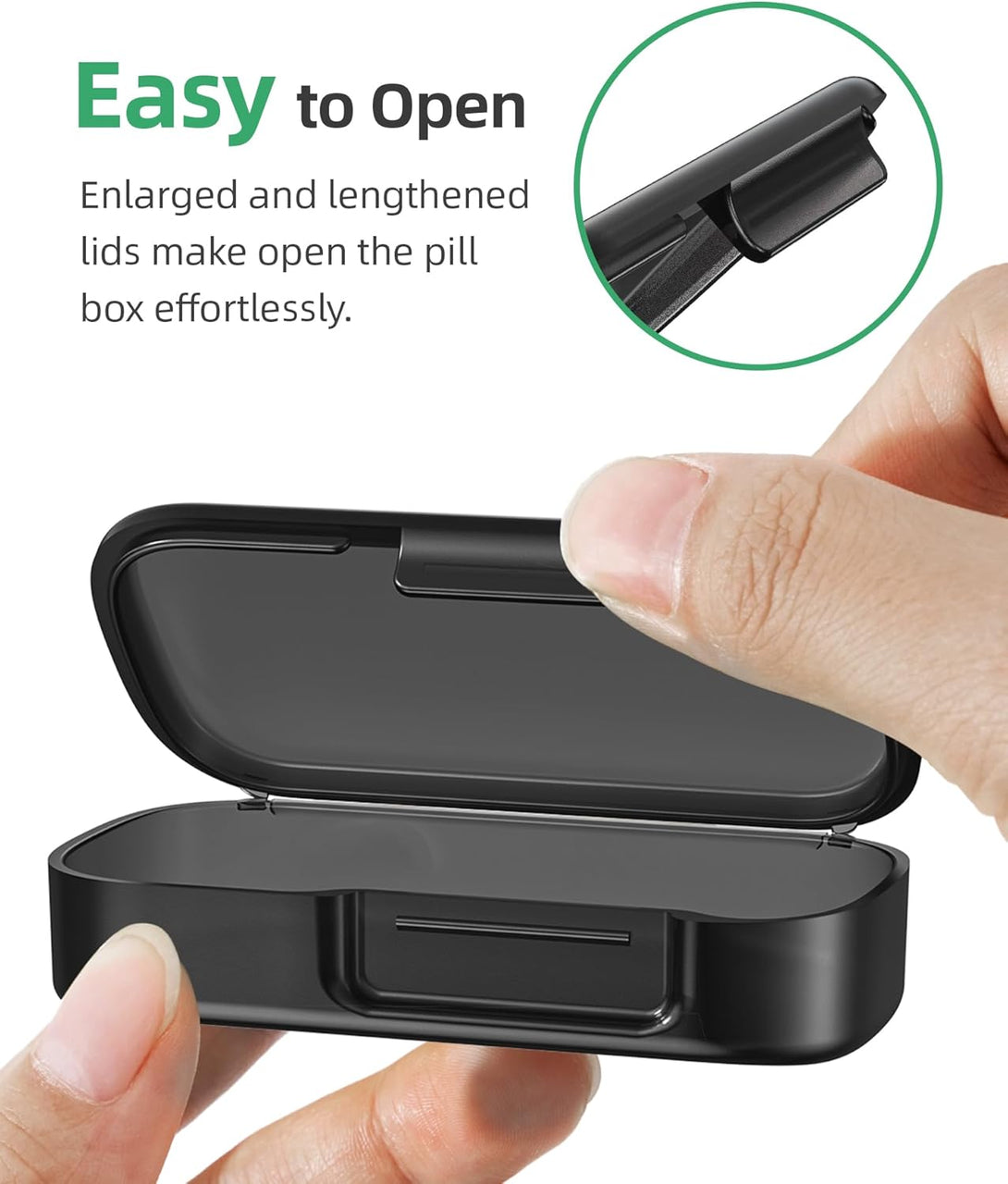 PULIV Pill Organizer with Large Capacity, Dual Protection Pill Box 7 Day, Arthritis Friendly Pill Case Easy to Open, Weekly Medicine Organizer for Vitamins, Medications, Fish Oils, Supplements (Black)