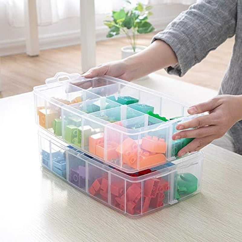 Sooyee 3-Layer Things & Crafts Storage Box with 30 Adjustable Compartments for Organizing Washi Tape, Embroidery Accessories, Threads Bobbins, Kids Toy, Nail Polish, Jewelry - Large