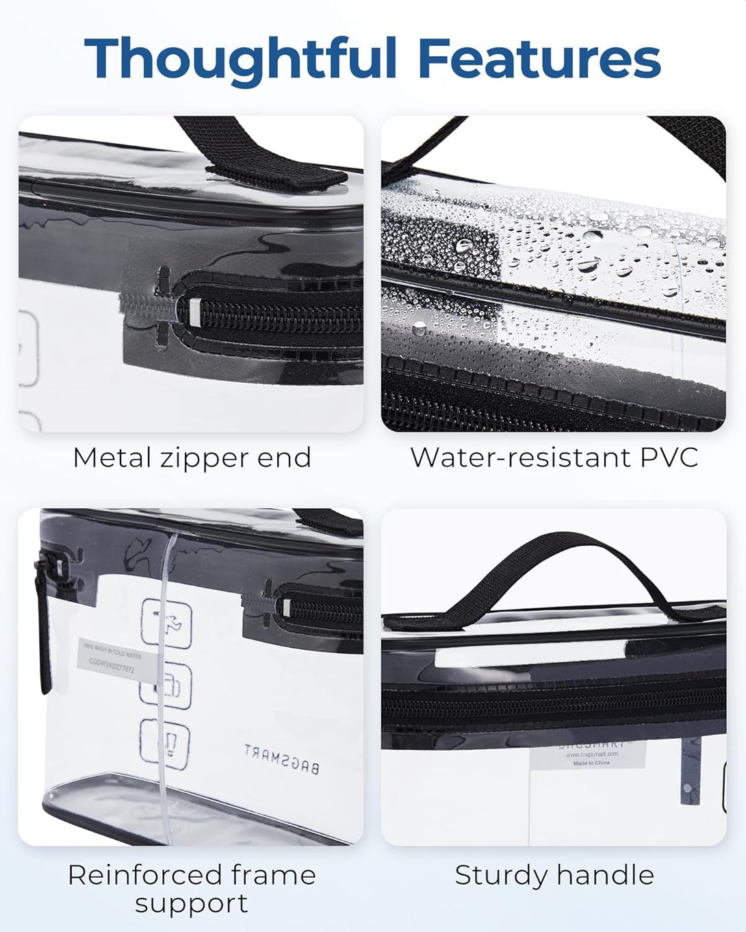 BAGSMART TSA Approved Toiletry Bag, 3 Pack Clear Makeup Cosmetic Bag Organizer, Quart Size Travel Bag for Toiletries, Carry-On Travel Accessories Essentials, Pink-3Pcs