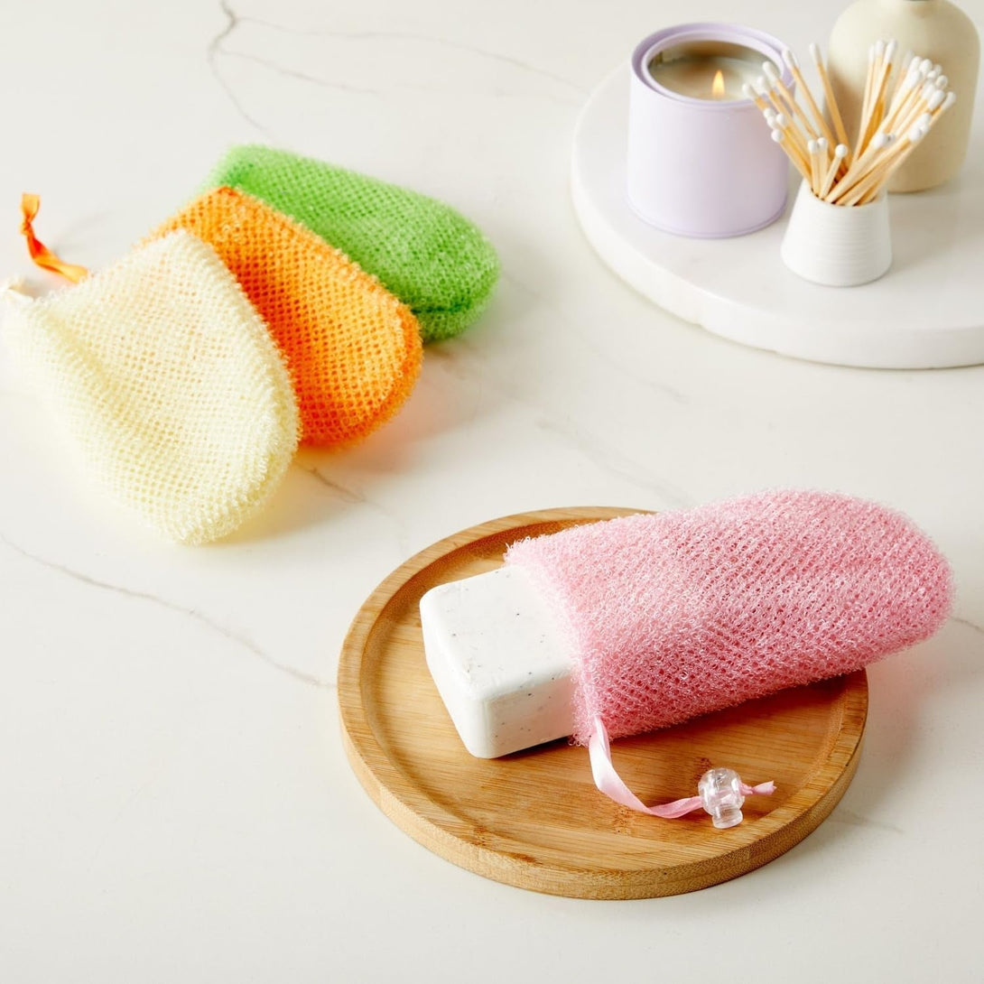 Juvale Soap Savers for Bar Soap with Drawstring Closure, Mesh Pouch for Exfoliating (4 Colors, 3.5 X 6 Inch) 4 Pack