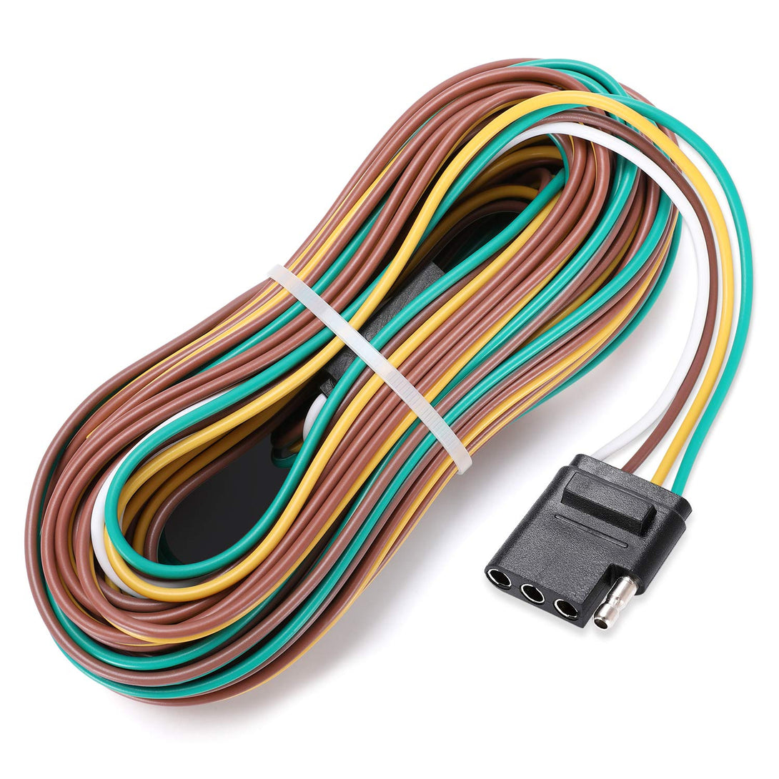 LINKITOM 4-Way Trailer Wiring Harness Kits, 25-Foot 18 AWG Wires with 4 Pin Flat Plug, for Utility Boat Trailer Lights