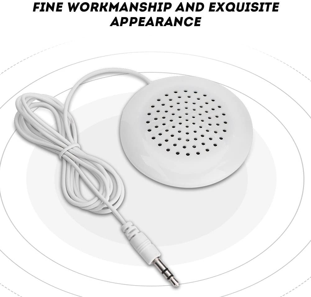 ASHATA Portable Pillow Speaker, Mini Stereo Speaker with 3.5Mm Aux Plug for MP3, Phone, CD Player, Etc (White)