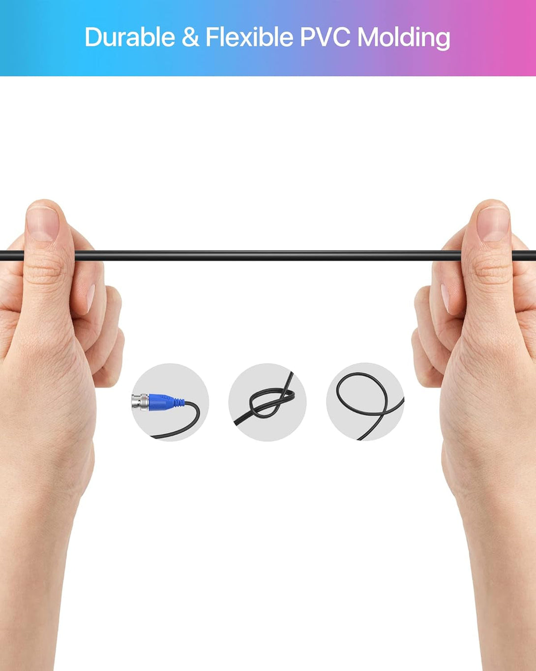 ZOSI 4 Pack 100Ft(30M) All-In-One Video Power Cables,Bnc Extension Security Camera Cable for CCTV Surveillance Camera DVR System with 4 X BNC&RCA Connector and 100Pcs Cable Clips