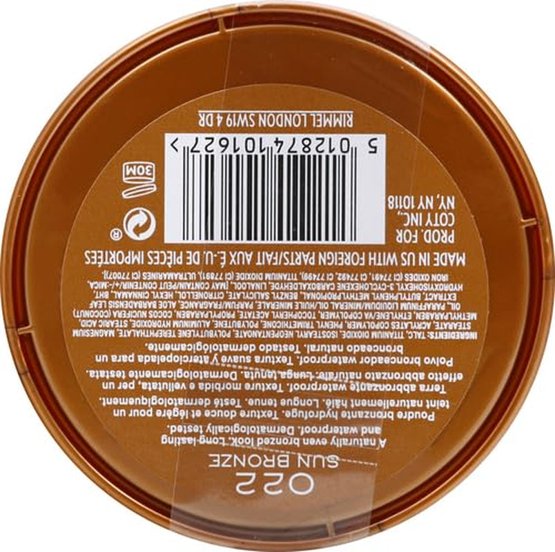 Rimmel London Natural - 022 Sun Bronze - Bronzer, Matte Finish, 0.49Oz