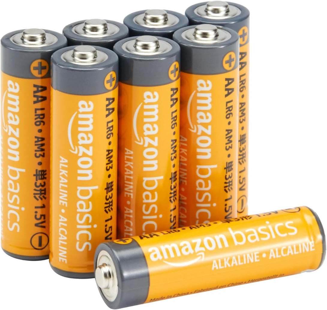 Amazon Basics 8-Pack AA Alkaline High-Performance Batteries, 1.5 Volt, 10-Year Shelf Life