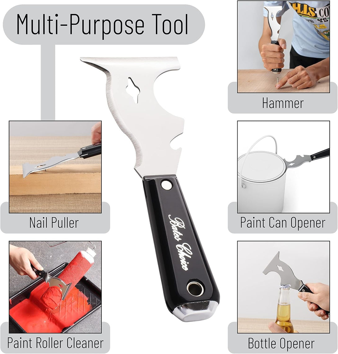 Bates- Paint Scraper, 10 in 1 Painters Tool, Paint Scrapers for Wood, Painters Tool, Painters Knife, Paint Scraper for Painting, Putty Knife, Metal Scraper, Spackle Tool, Putty Scraper, Knife Scraper