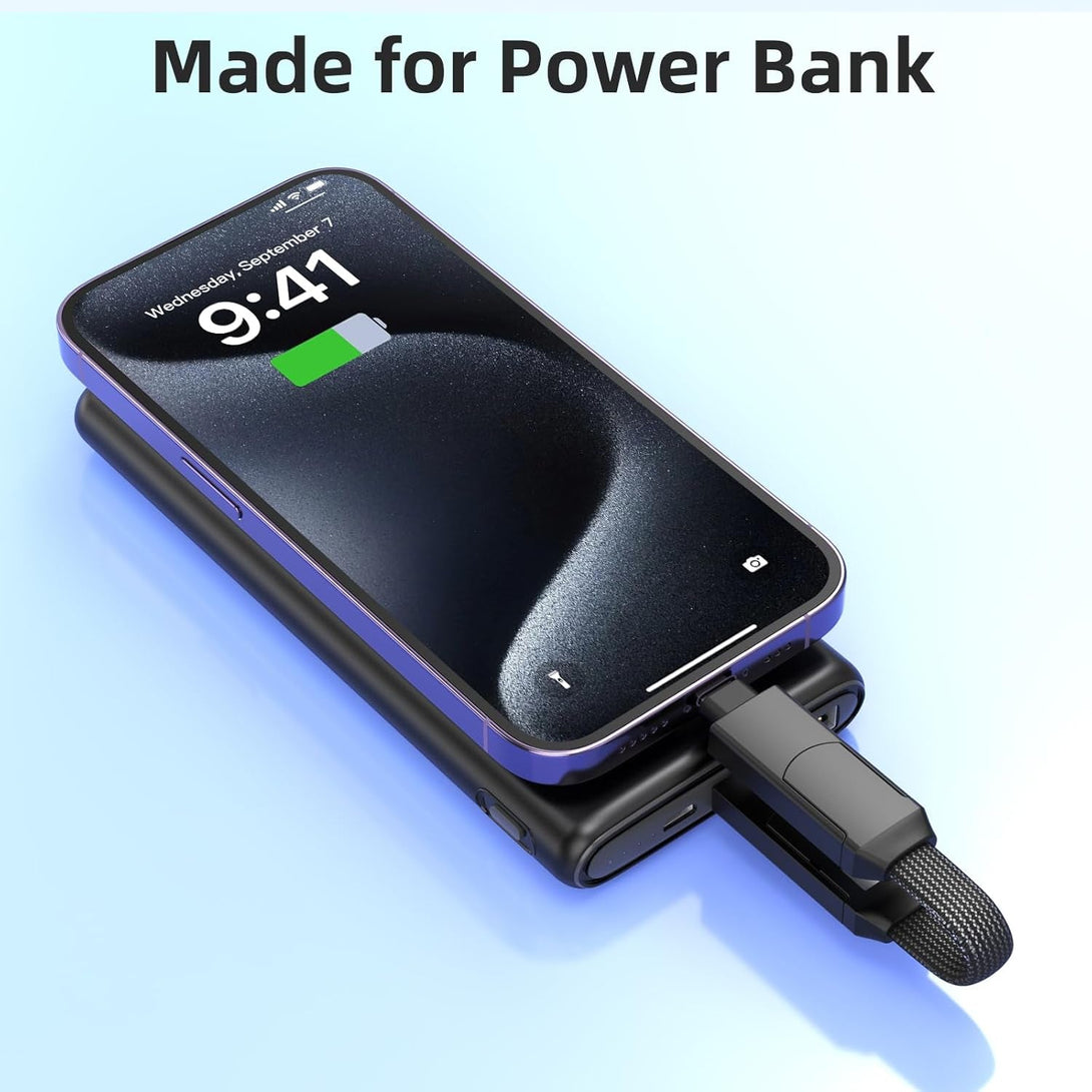 Multi Keychain Charging Cable Travel Portable Charger Cable Magnetic 4 in 1 USB C Cable Compatible with IP 15/15 Pro/ 15 Plus/ 15 Pro Max/Macbook/Galaxy (Lava Black)