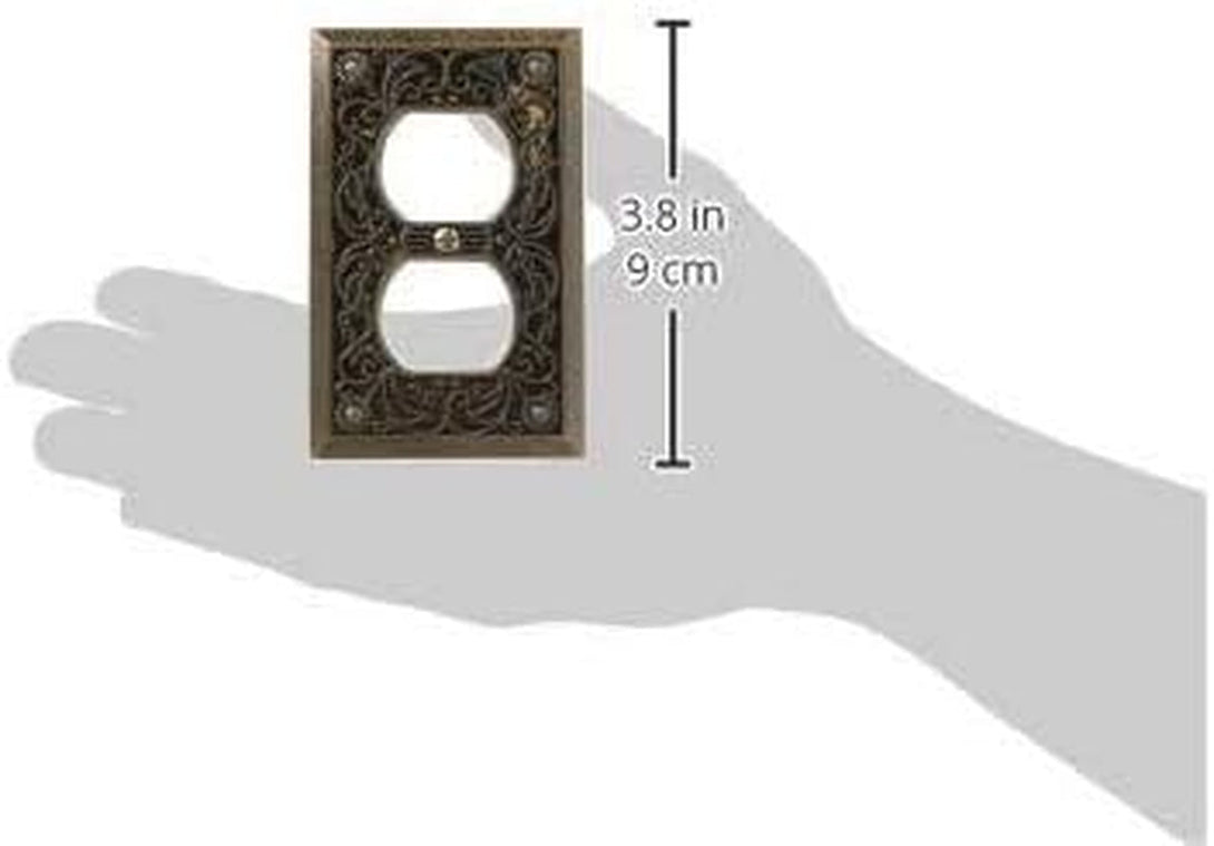 Amerelle 65DAB Filigree Wallplate, 1 Duplex, Antique Brass
