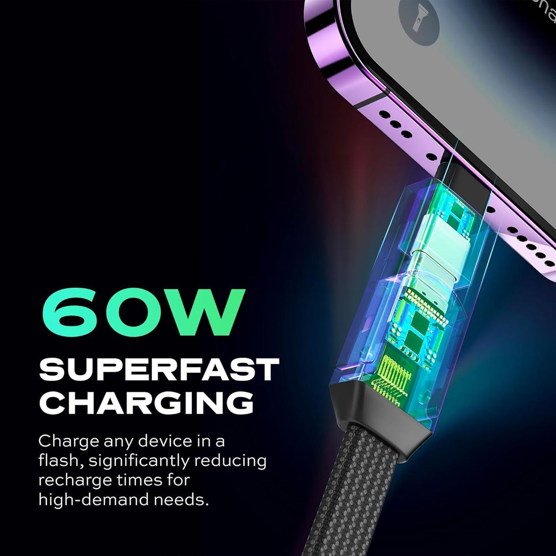 Statik Hexcharge Keychain Charger Cable - Portable 4 in 1 Charging Cable Key Ring, 60W Fast Charging, Universal Multi Charging, Compatible with Iphone, USB C, and USB a - 2-Pack