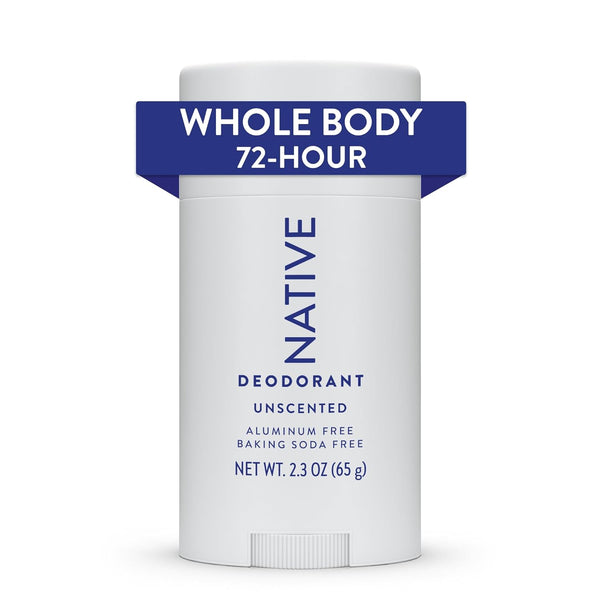 Native Whole Body Deodorant Stick Contains Naturally Derived Ingredients, Deodorant for Men and Women | 72 Hour Odor Protection, Aluminum Free with Coconut Oil and Shea Butter | Unscented