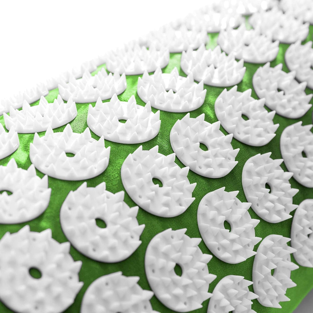 Acupressure Mat and Pillow Set - Relieves Stress, Back, Neck, and Sciatic Pain - Comes with a Vinyl Carry Bag for Storage and Travel - Green