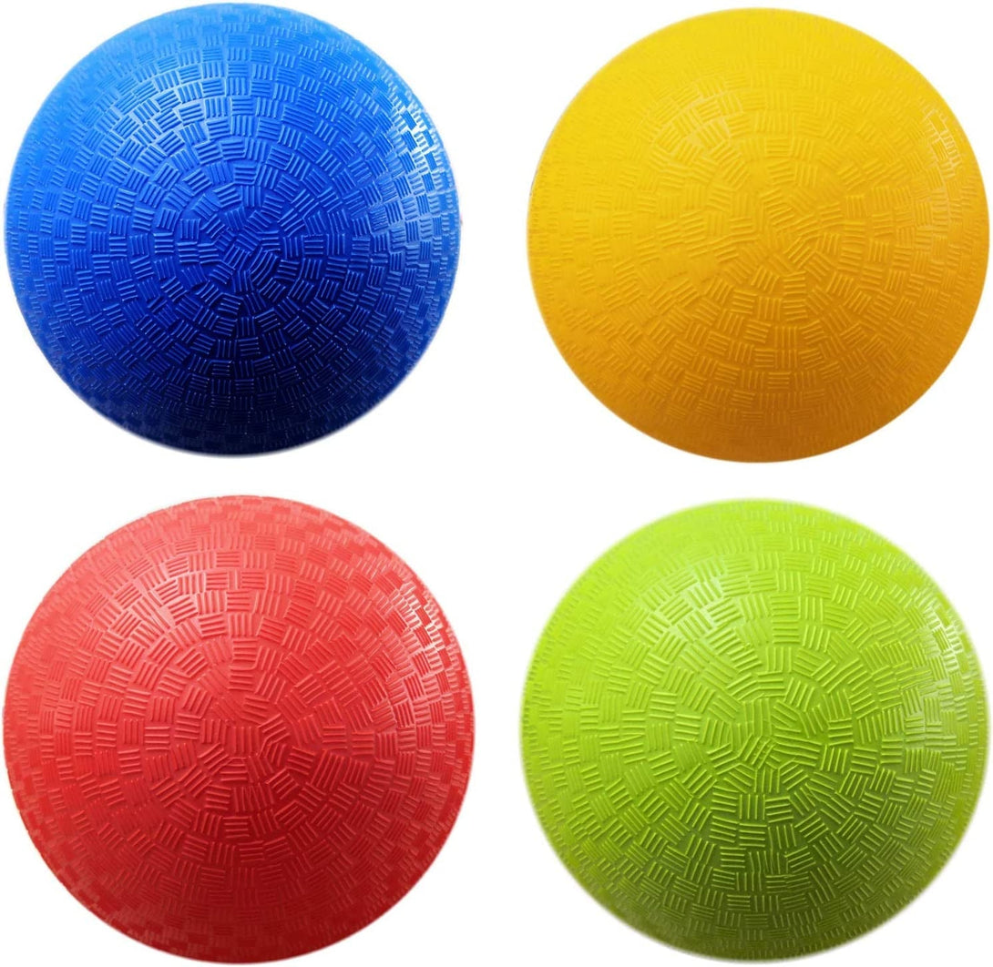 Appleround 8.5-Inch Dodgeball Playground Balls, Pack of 4 Balls with 1 Pump, Official Size for Dodge Ball, Handball, Camps and Schools
