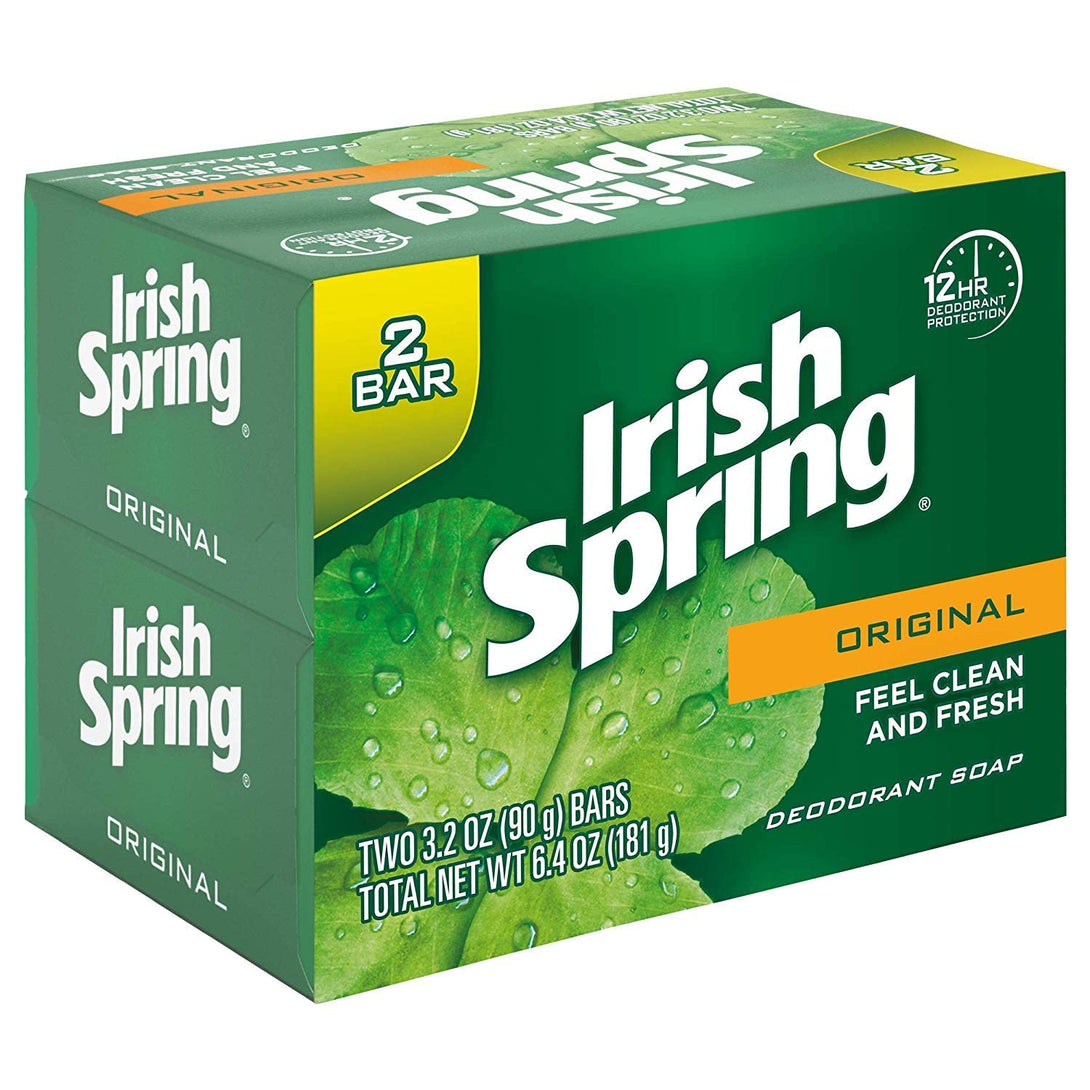 Irish Spring Original Deodorant Bar Soap, 3.20 Oz Bars, 2 Ea