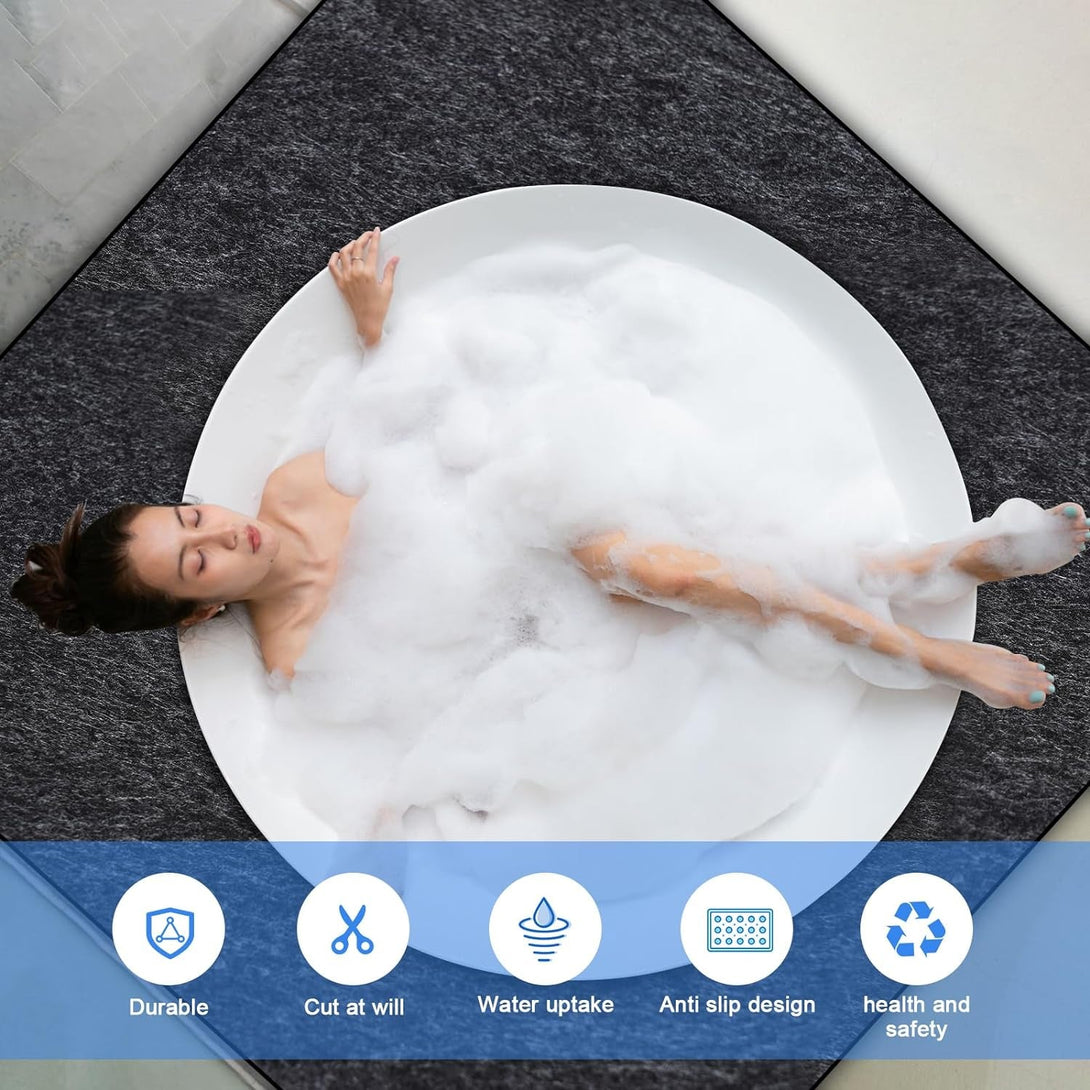 80 * 80 Inch Hot Tub Mat, Extra Large Inflatable Hot Tub Pad Outdoor Indoor, Waterproof Slip-Proof Backing, Absorbent Spa Pool Ground Base Flooring Protector Mat (80 * 80 Mat-Square)