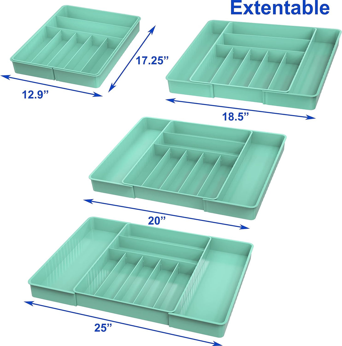 Simple Houseware Expandable Kitchen Drawer Flatware Organizer, Turquoise