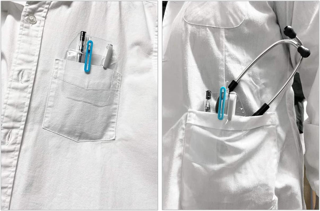 DS. DISTINCTIVE STYLE Shirt Pocket Protector 10 Pieces PVC Pocket Protectors for School Hospital Office Supplies (Clear)