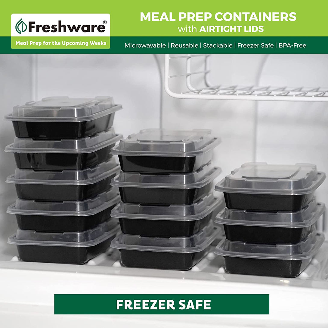 Freshware Meal Prep Containers [50 Pack] 1 Compartment Food Storage Containers with Lids, Bento Box, BPA Free, Stackable, Microwave/Dishwasher/Freezer Safe (16 Oz)