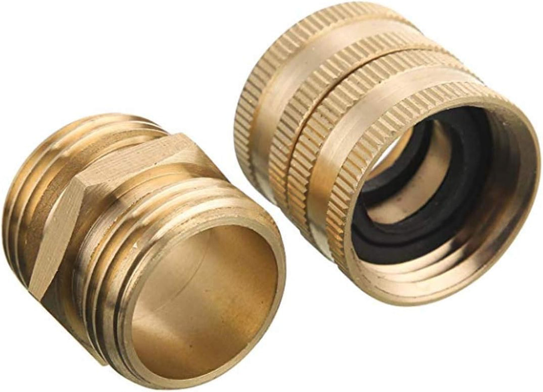 Hourleey Garden Hose Adapter, 3/4 Inch Solid Brass Hose Connectors Adapters (2 Sets)