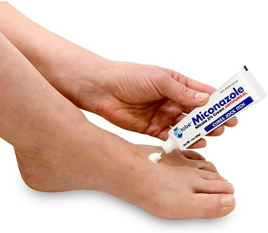 Globe (4 Pack) Miconazole Nitrate 2% Antifungal Cream, Cures Most Athletes Foot, Jock Itch, Ringworm and More. 1 OZ Tube