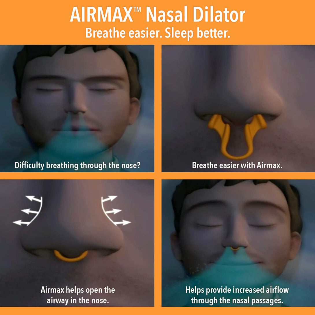 AIRMAX Nasal Dilator for Better Sleep - Natural, Comfortable, anti Snoring Device, Snoring Solution for Maximum Airflow and Easier Breathing (Medium - Clear)