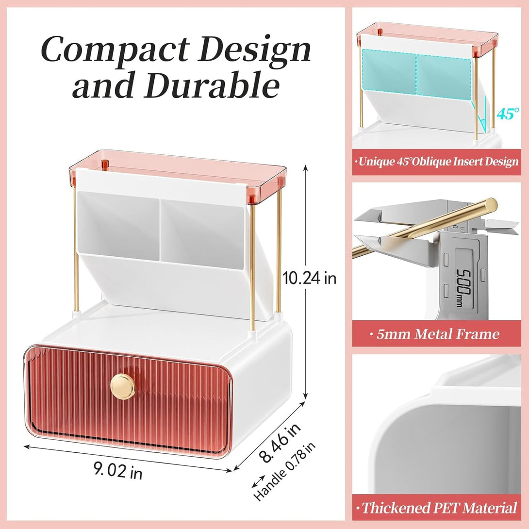 2-Tier Makeup Organizers Countertop,Versatile Bathroom Counter Organizer,Cosmetic Make up Organizers for Vanity,Cute Skincare Organizer (Blush)
