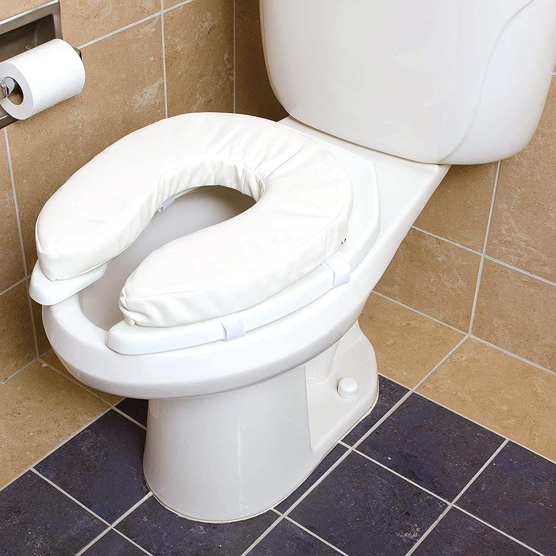 DMI Raised Toilet Seat Cushion Seat Cushion and Seat Cover to Add Extra Padding to the Toilet Seat While Relieving Pressure, Tear Resistant, FSA & HSA Eligible, 2 Inch Pad, White