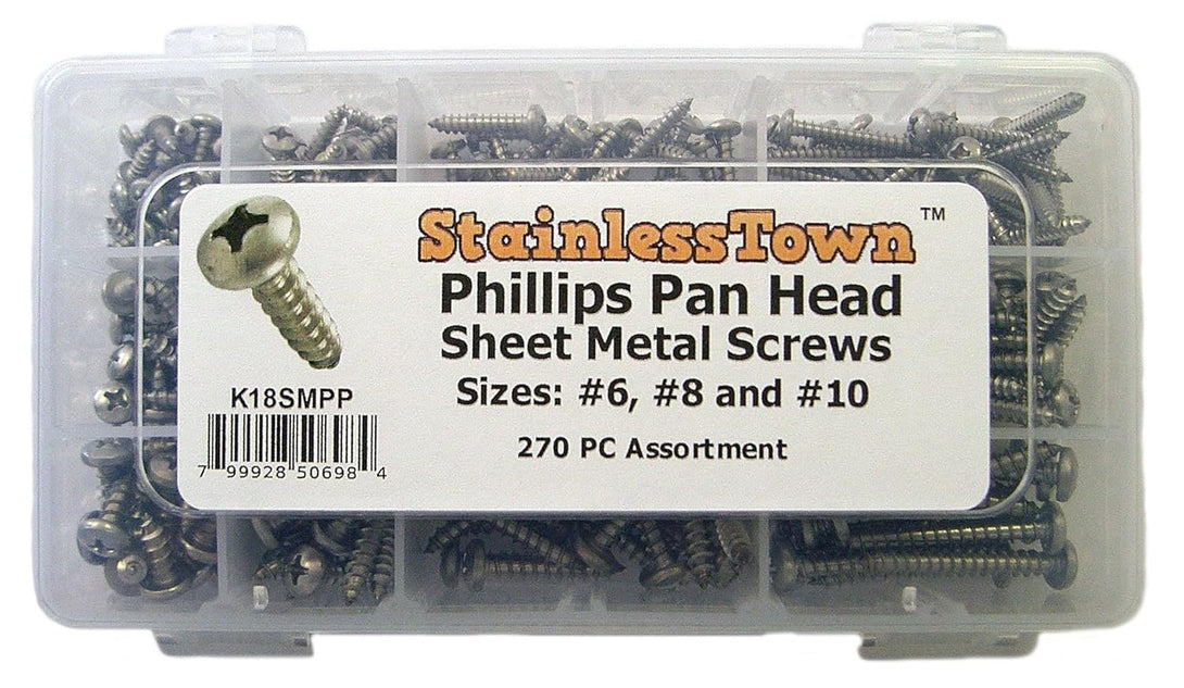 Stainless Steel Phillips Pan Sheet Metal Screw Assortment Kit