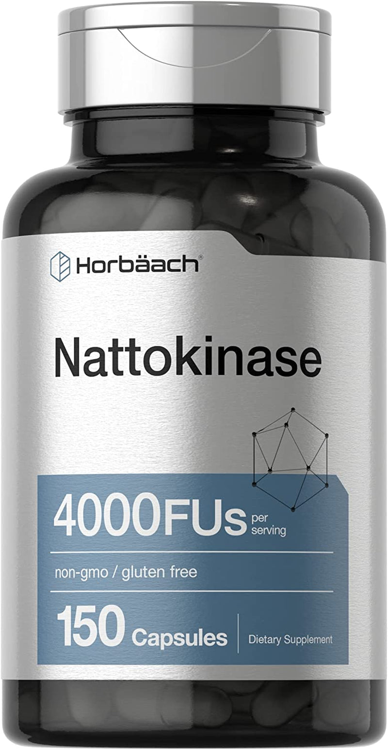 Horbäach Nattokinase Supplement 4000 FU | 150 Capsules | Non-Gmo, Gluten Free