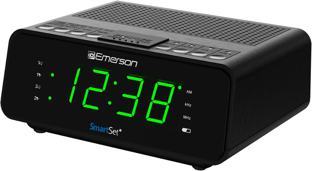 Emerson Smartset Dual Alarm Clock Radio with AM/FM Radio, Dimmer, Sleep Timer and .9" LED Display, CKS1900