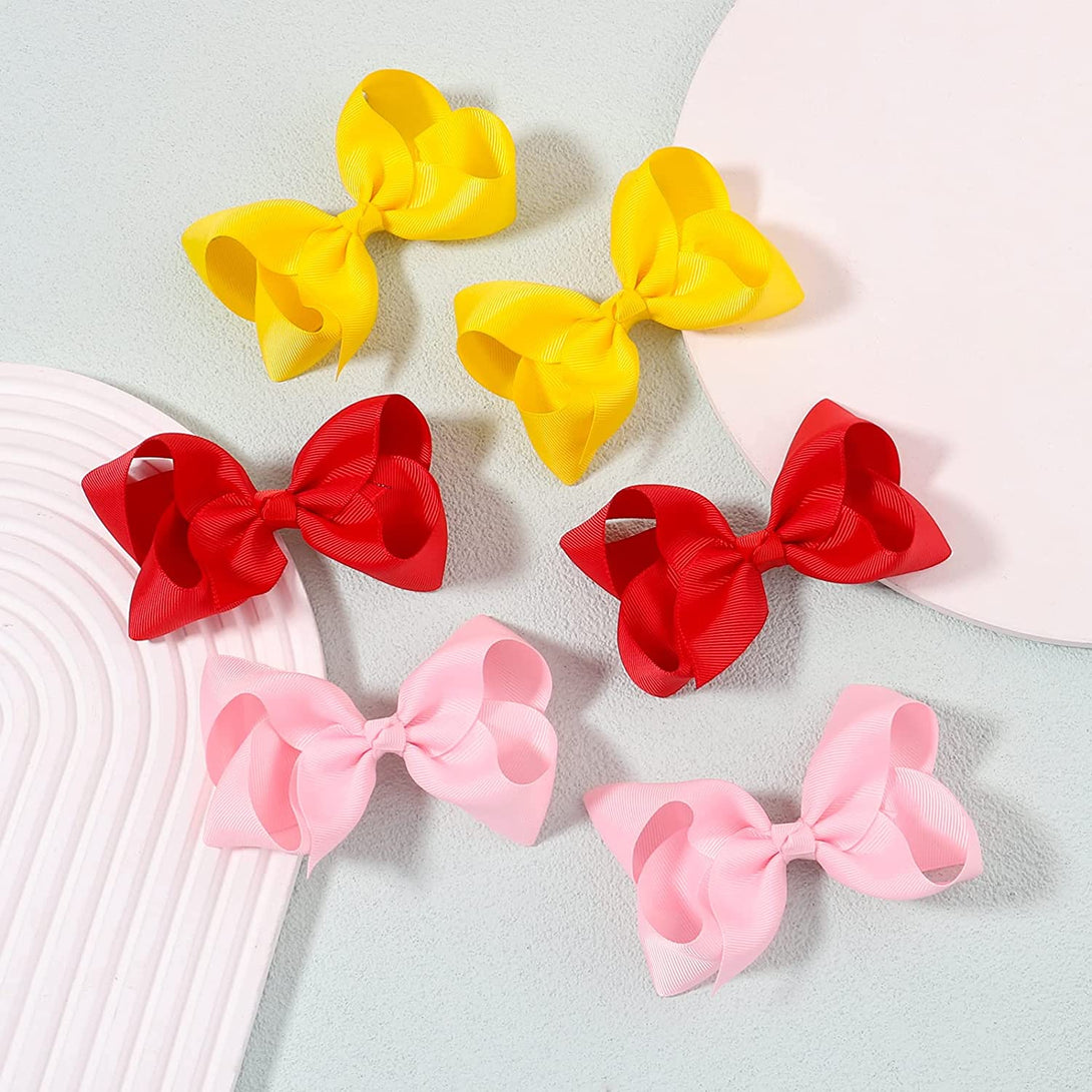 40PCS 4.5 Inch Hair Bows for Girls Grosgrain Ribbon Toddler Hair Accessories with Alligator Clips for Toddlers Baby Girls Kids Teens in Pairs