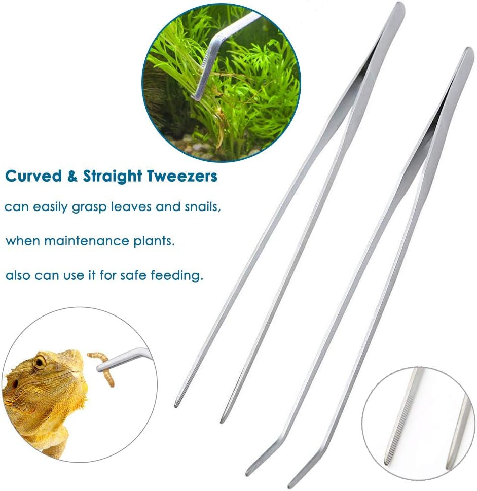 Capetsma Aquascape Tools, Long Stainless Steel Aquarium Plant Tools Aquarium Tweezers Scissors Spatula Tool Set Bonsai Kit Algae Scrapers Aquarium Cleaning Kit for Fish Tank Starter Kit