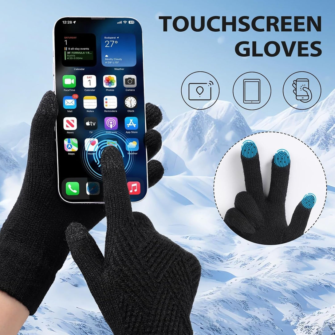 Tavaleu Women'S Winter Gloves - Warm Touch Screen Fleece Lined, Elastic Cuff Knit Gloves for Cold Weather