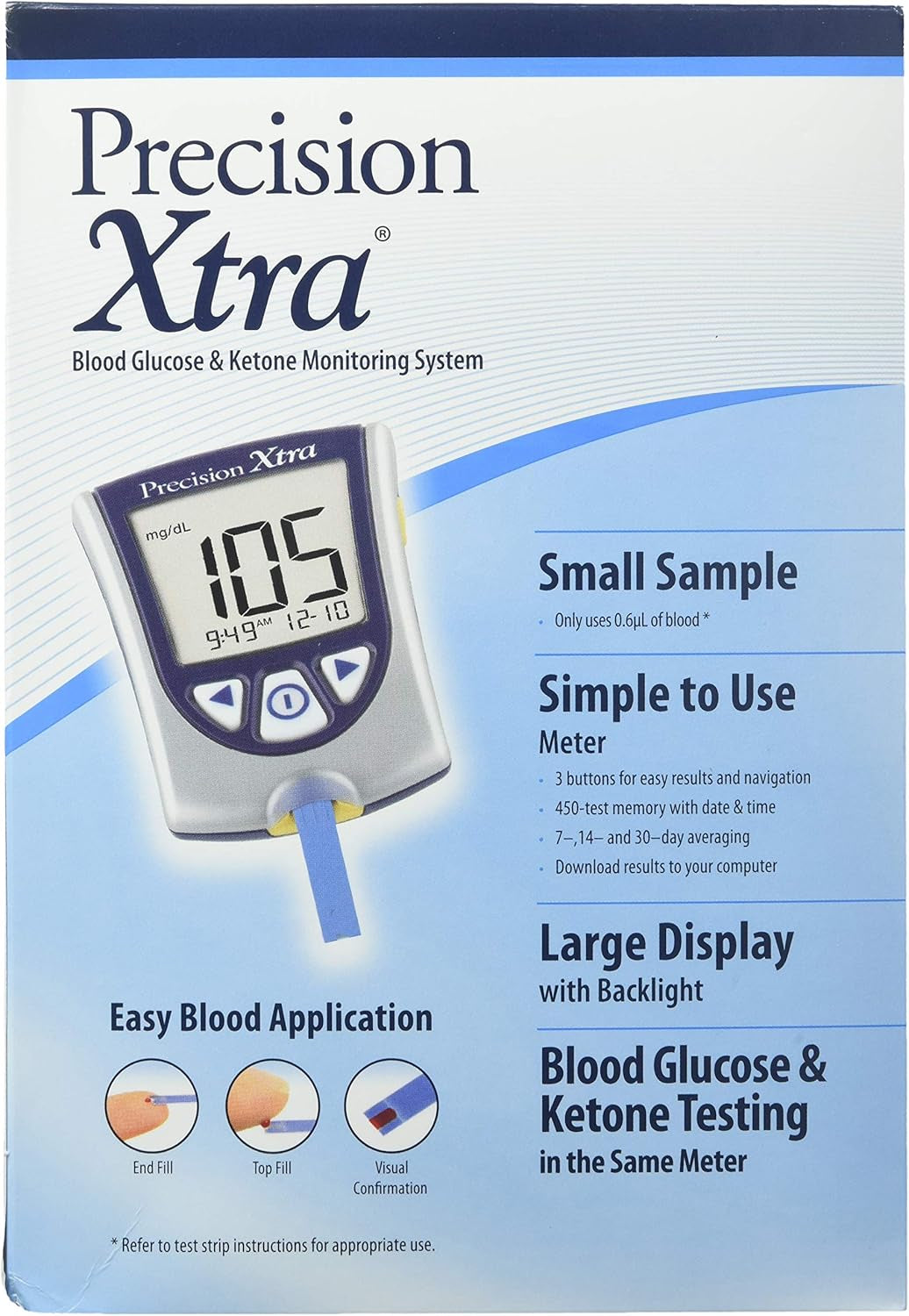 DSS Precision Xtra Blood Glucose Meter Kit, Results in 5 Seconds, Strips Not Included (1 Kit)