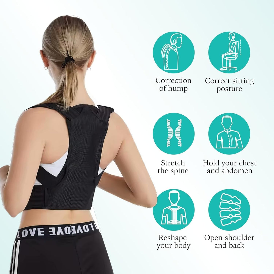 Adjustable Posture Corrector, Back Brace, Posture Trainer, Scoliosis and Hunchback Correction, Back Pain, Spine Corrector (Medium)