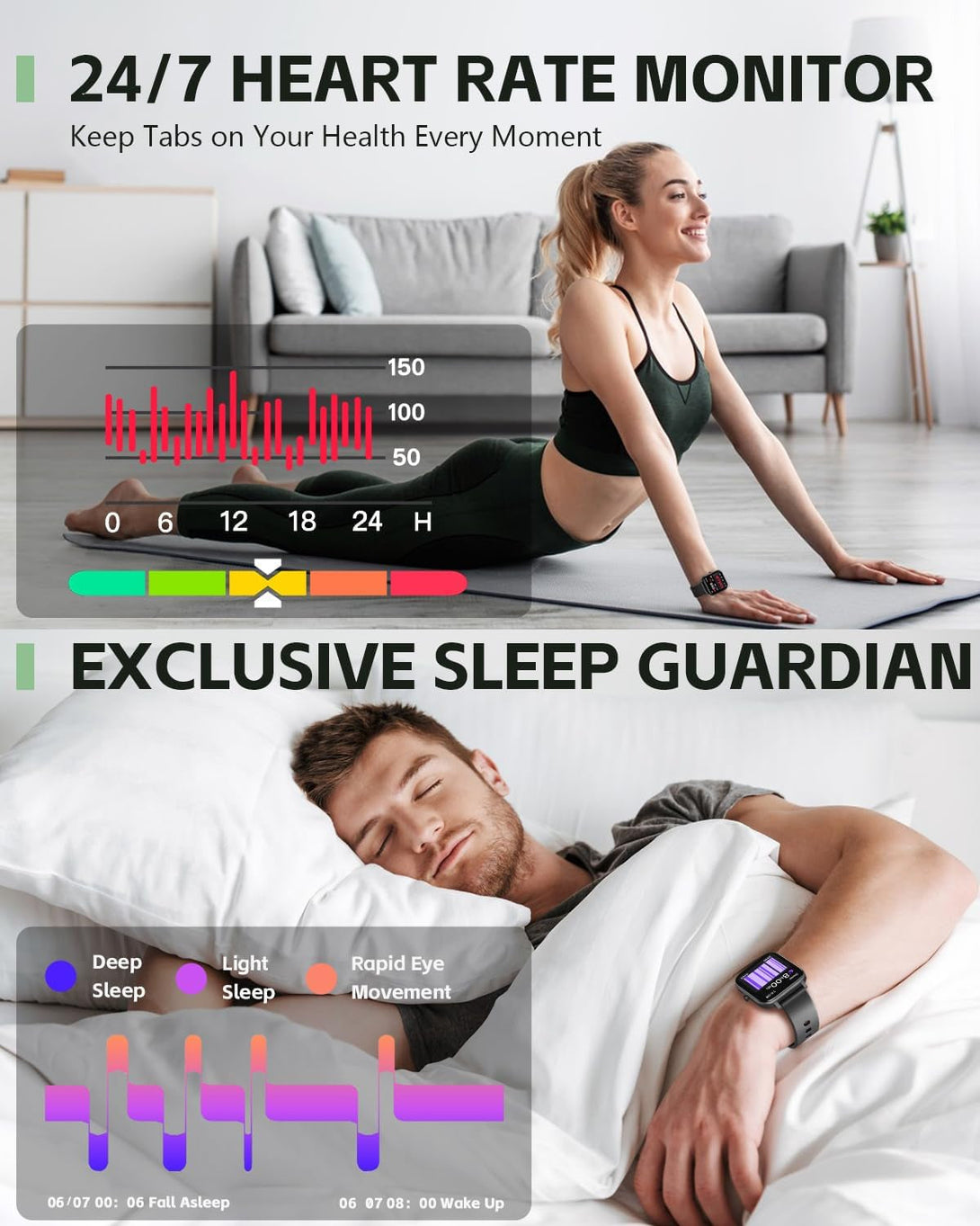 Ancwear Smart Watch for Men Women, Step Counter Watch with Heart/Sleep Tracking, 1.83" Display Fitness Tracker with 120+ Sports Modes, Compatible with Android Ios (Black)