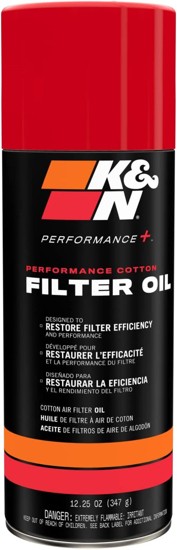 K&N Air Filter Oil: Aerosol; Restore Engine Air Filter Performance and Efficiency, 99-0516, 347G(12.25 Oz), Black