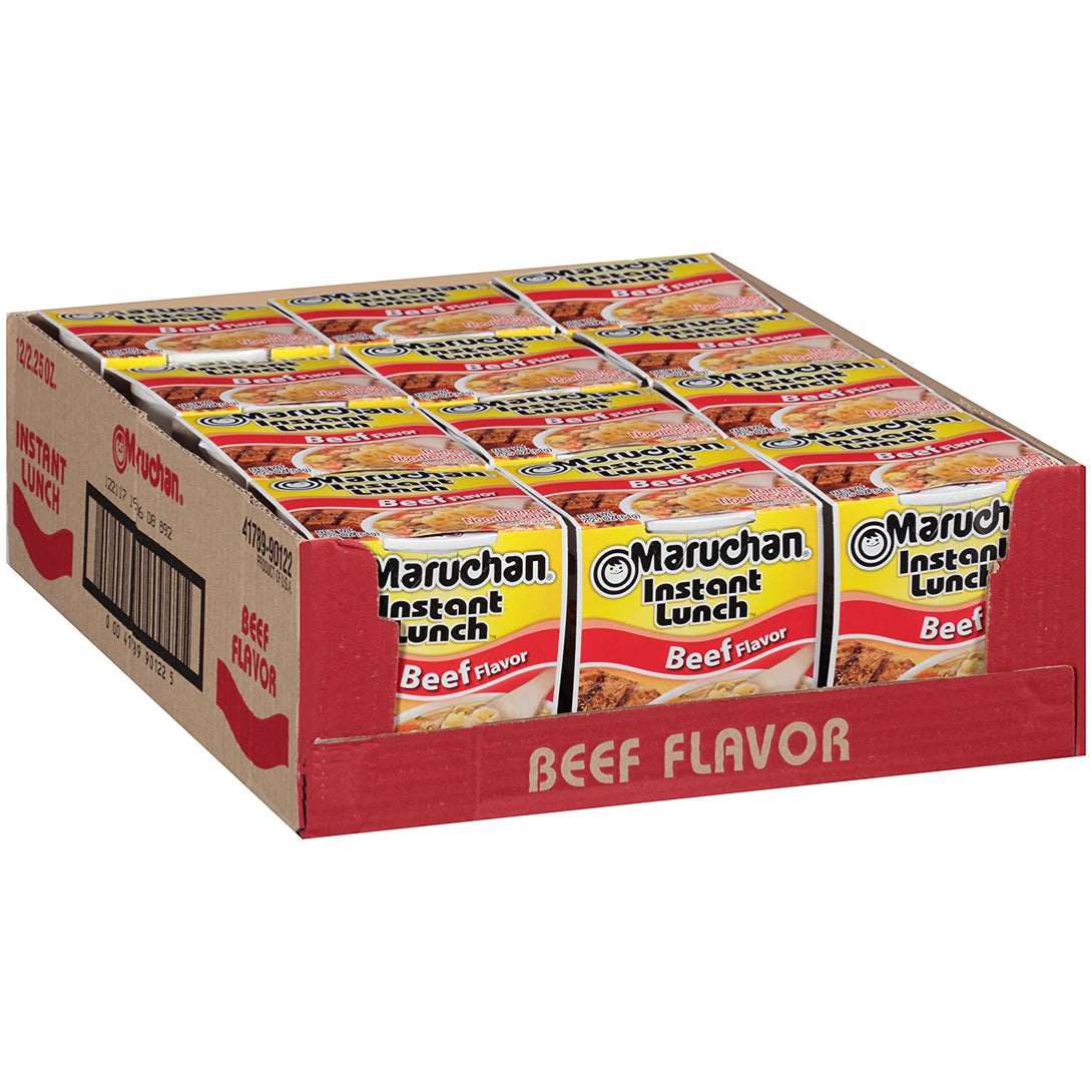 Maruchan Instant Lunch Beef, Ramen Noodle Soup, Microwaveable Meal, 2.25 Oz, 12 Count