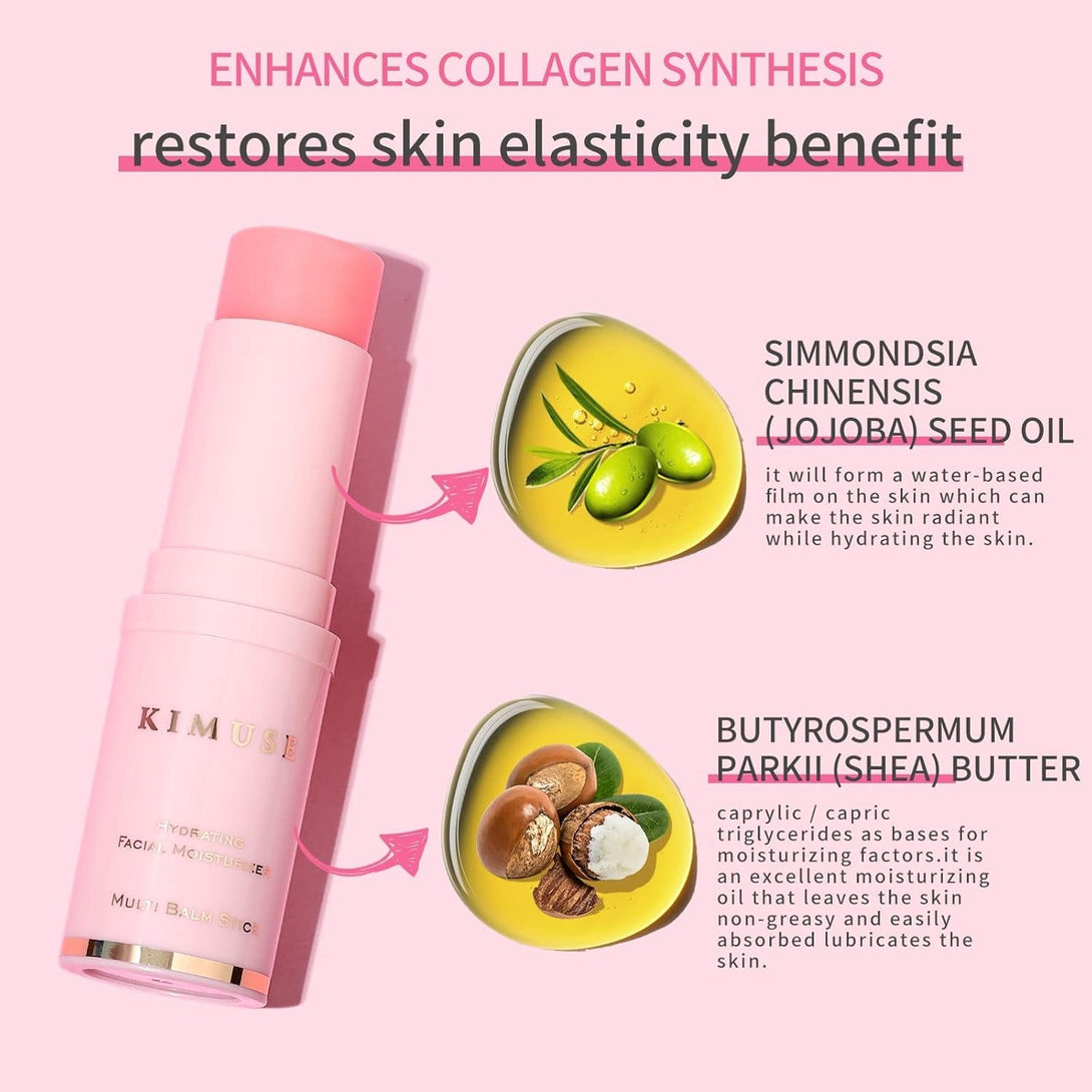 KIMUSE Hydrating Multi Balm Stick, All-In-One Hydrating Lip Balm Eye Cream Neck Cream Make up Base, Reduce Wrinkle & Moisturizing Moisturizer for Face Skin Care