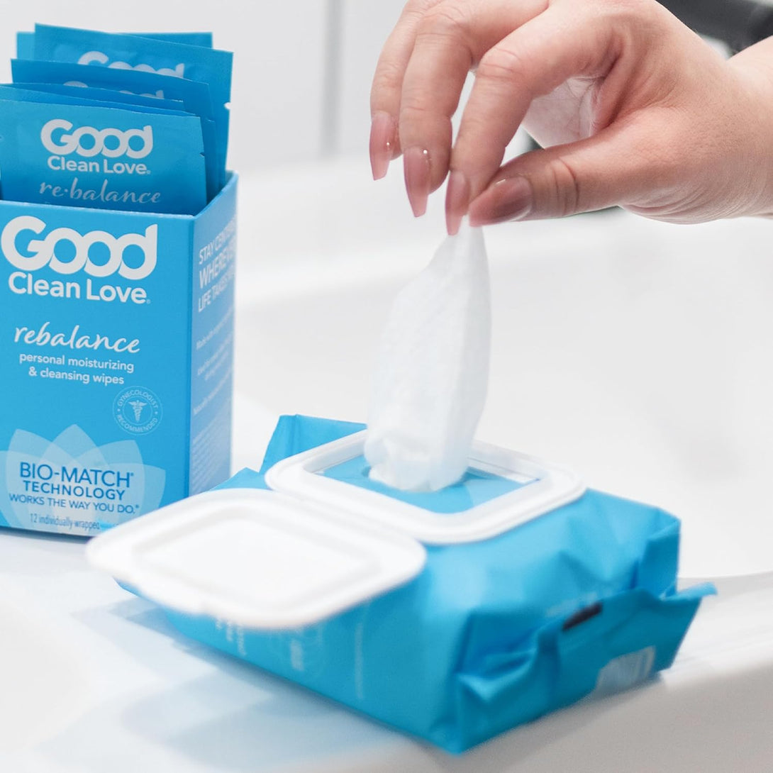 Good Clean Love Balance Feminine Wipes, Supports Vaginal Health Naturally & Reduces Odor, Moisturizing & Cleansing Hygiene Product Made with Aloe, Ph-Balanced Feminine Wipes, 30 Biodegradable Wipes