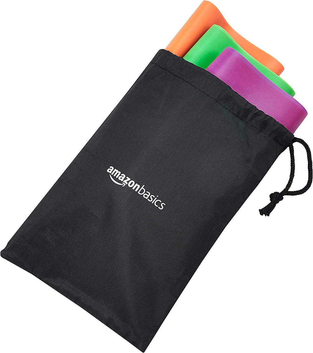 Amazon Basics Resistance Bands, Set of 3, Orange/Green/Pink