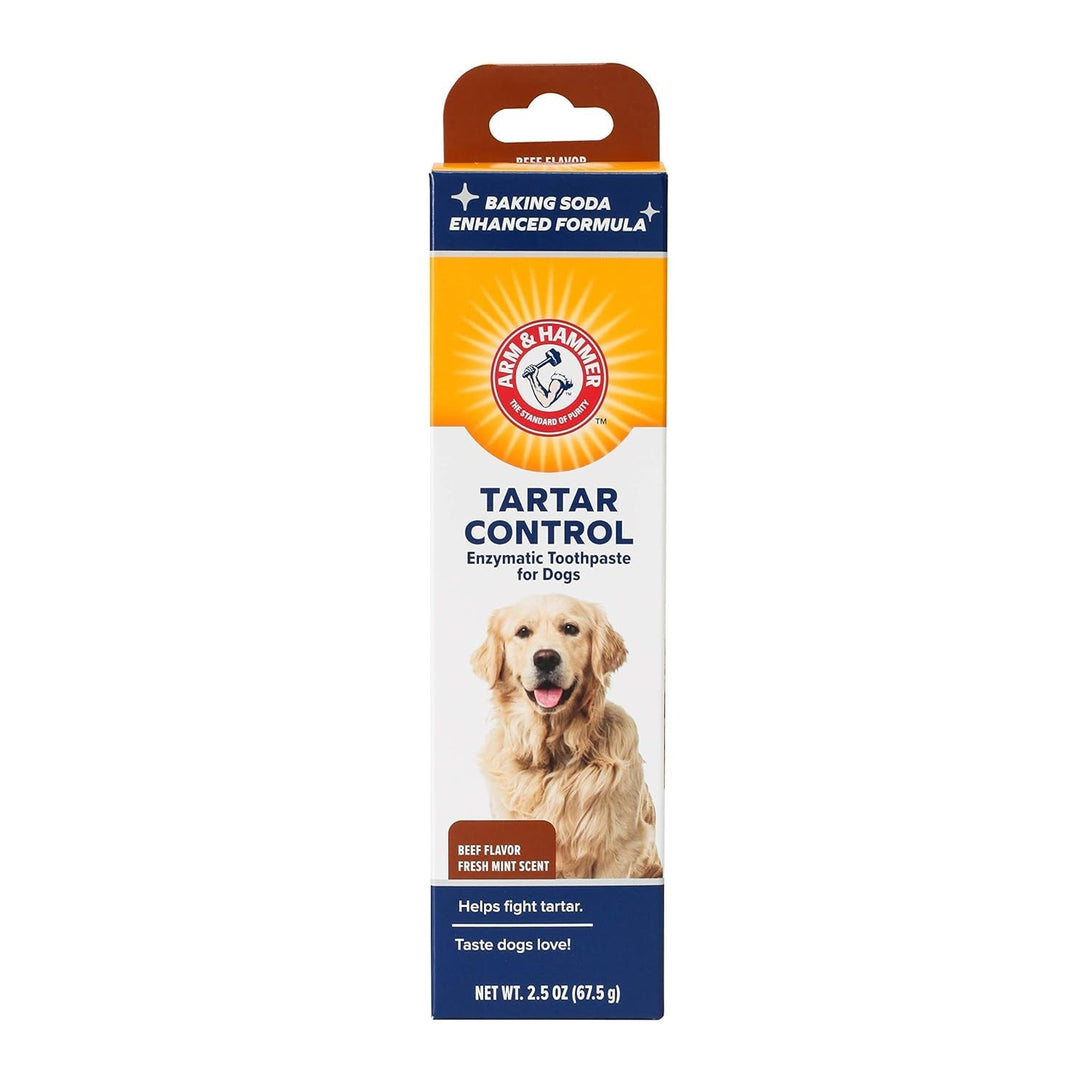 Arm & Hammer for Pets Tartar Control Enzymatic Toothpaste for Dogs Reduces Plaque & Tartar Buildup Safe for Puppies Beef Flavor, 2.5 Ounces Dog Toothpaste (Pack of 1)