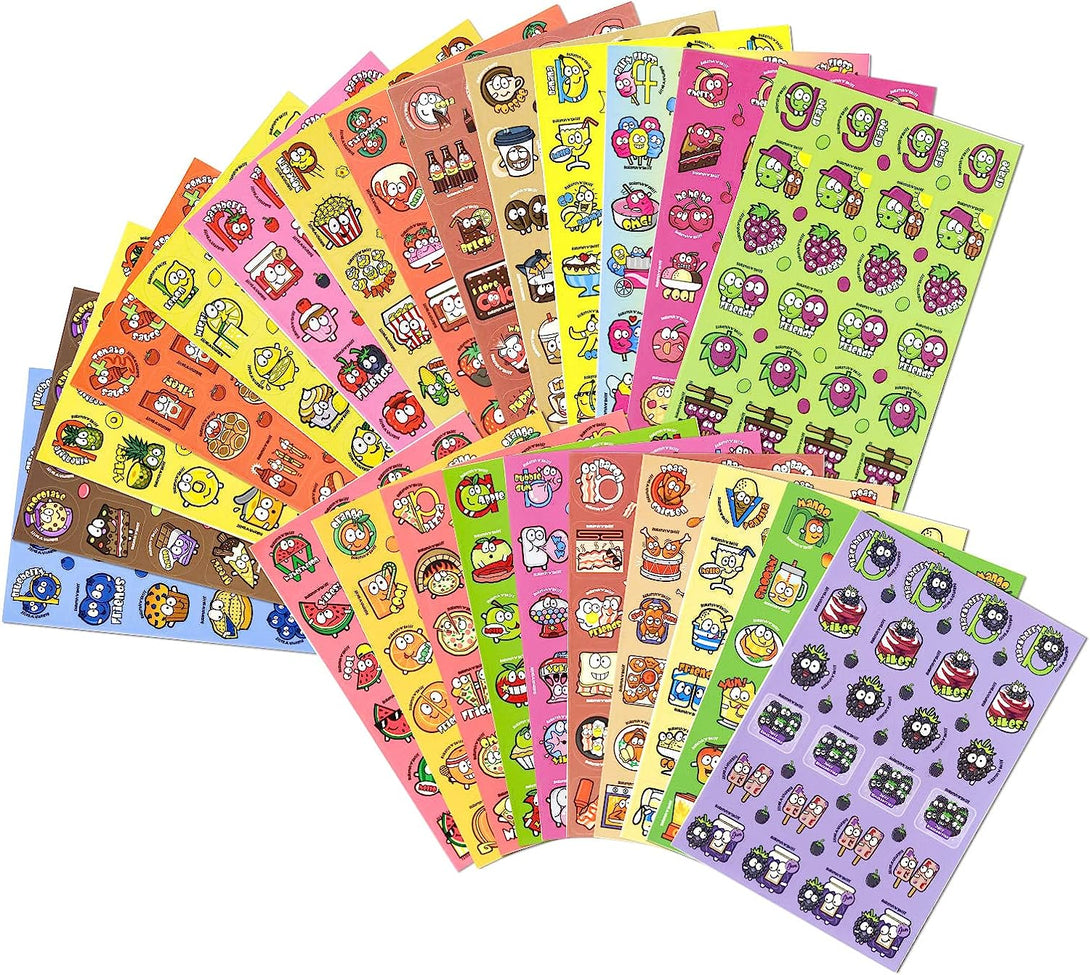 Scratch and Sniff Stickers, 576 Pieces Fruits and Foods Smelly Stickers, 24 Scents Sheets, 144 Designs, Reward Motivate Stickers for Kids, Teachers, Parents, Crafts, Party Favor, Christmas Gift