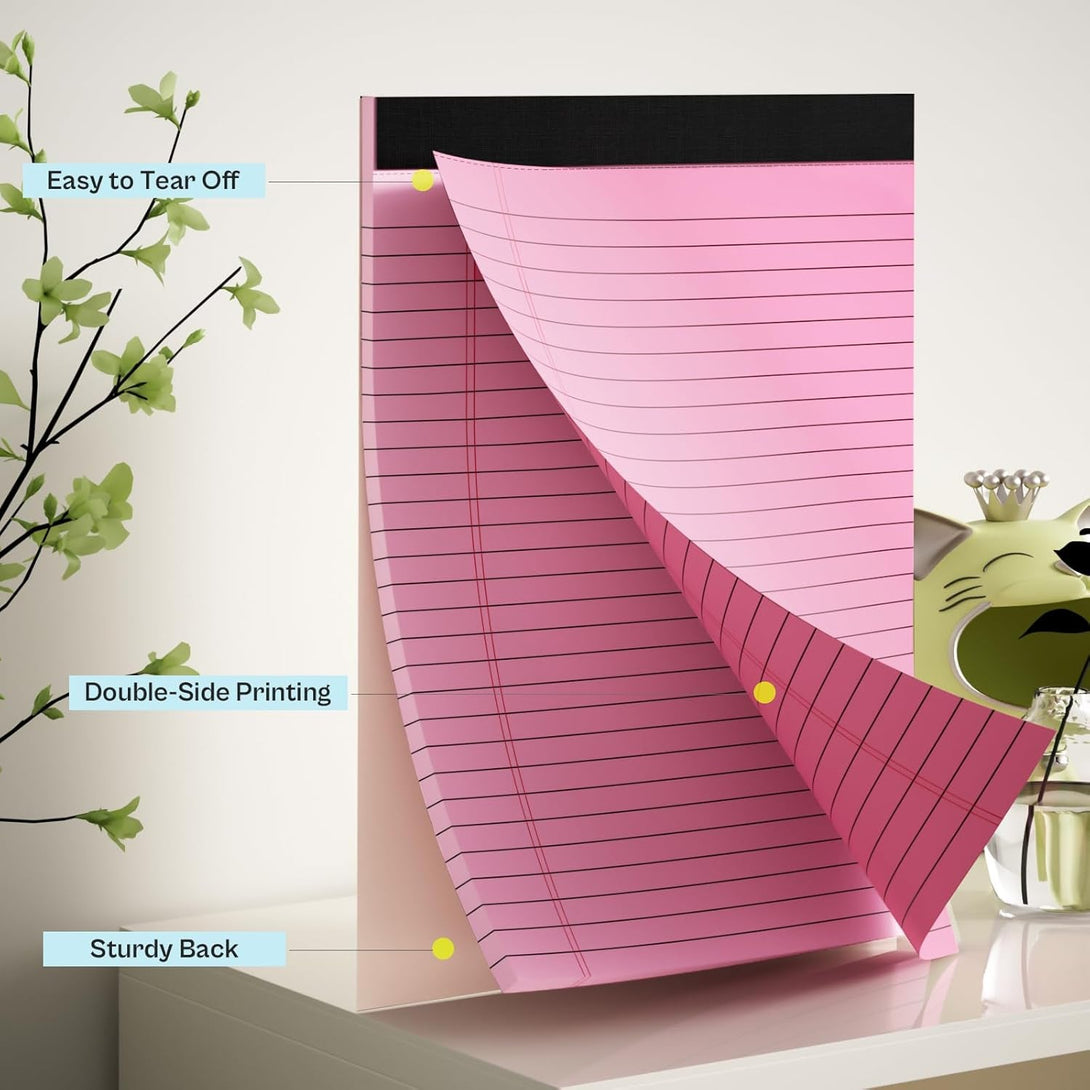 2 Pcs Legal Pads 8.5 X 11 Pink Note Pads 8.5 X 11 Notepad 8.5 X 11 Micro Perforated Writing Pads 8.5 X 11 Lined Paper Pads Wide Ruled Pad of Paper 30 Sheets Notebook for Study, To-Do Lists, Office