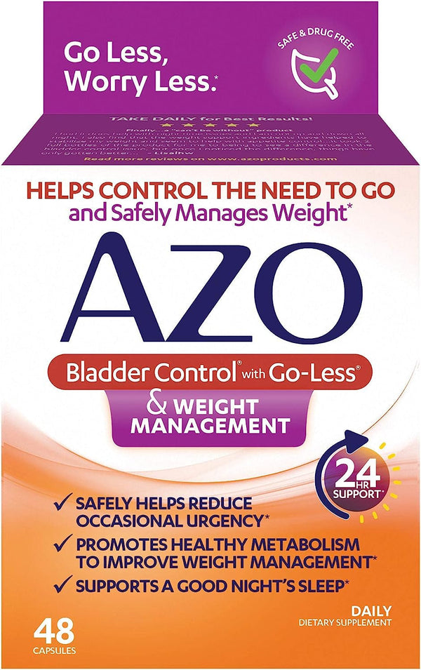 AZO Bladder Control with Go-LessÂ® & Weight Management Dietary Supplement | Helps Reduce Occasional Urgency* | Promotes Healthy Metabolism* | Supports a Good Nightâ€™S Sleep* | 48 Capsules