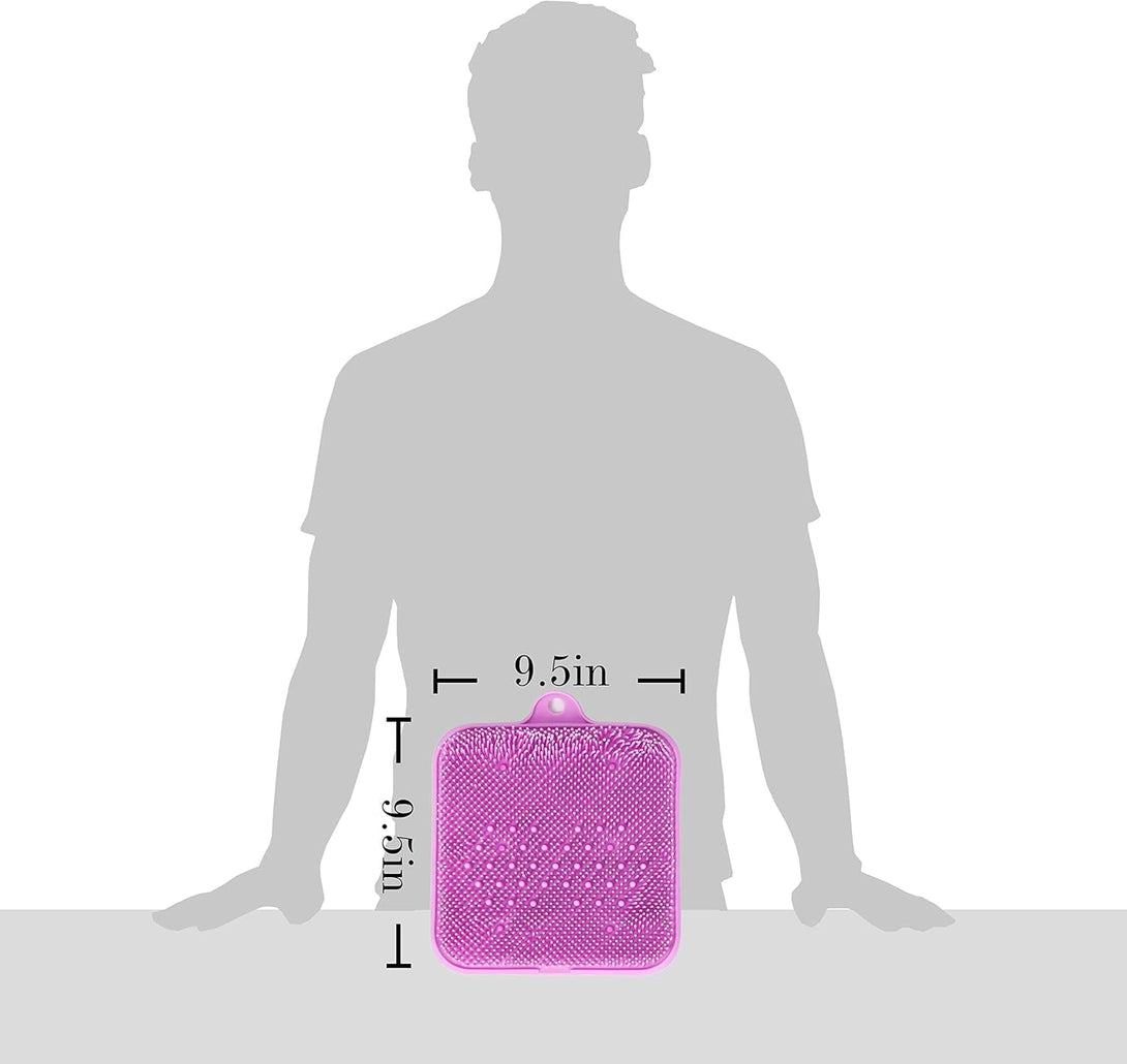 Shower Foot Cleaner Scrubber Massager, Foot Pain Tired Feet Relaxing Acupressure Mat with Non-Slip Suction Cups and Cleaning Bristles, Increase Circulation, Exfoliation (Lavender, 9.5 X 9.5 Inches)