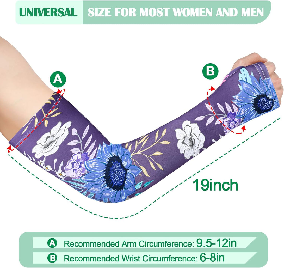 4 Pairs Gardening Sleeves Anti-Slip Arm Protection with Thumb Hole Sun Sleeve Cooling Arm Sleeves for Women Men Outdoor