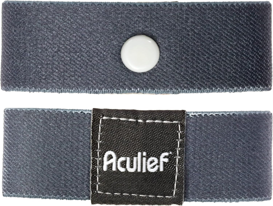 Aculief Acupressure Nausea Bracelet, Pressure Point Wristband for Motion Sickness Comfort and Chemotherapy, anti Nausea Wristband, Slim Reusable Morning Sickness Bands, Dark Gray